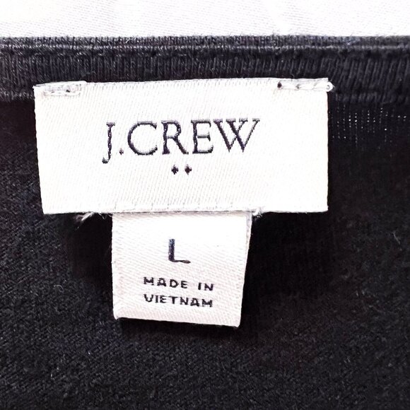 NEW J. Crew Ruffle-Shoulder Top Plaid Jacquard Sleeves Pullover Stretch Cotton L - Picture 10 of 13